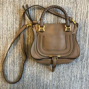 Chloe Small Marcie Satchel in Brown with Gold Hardware